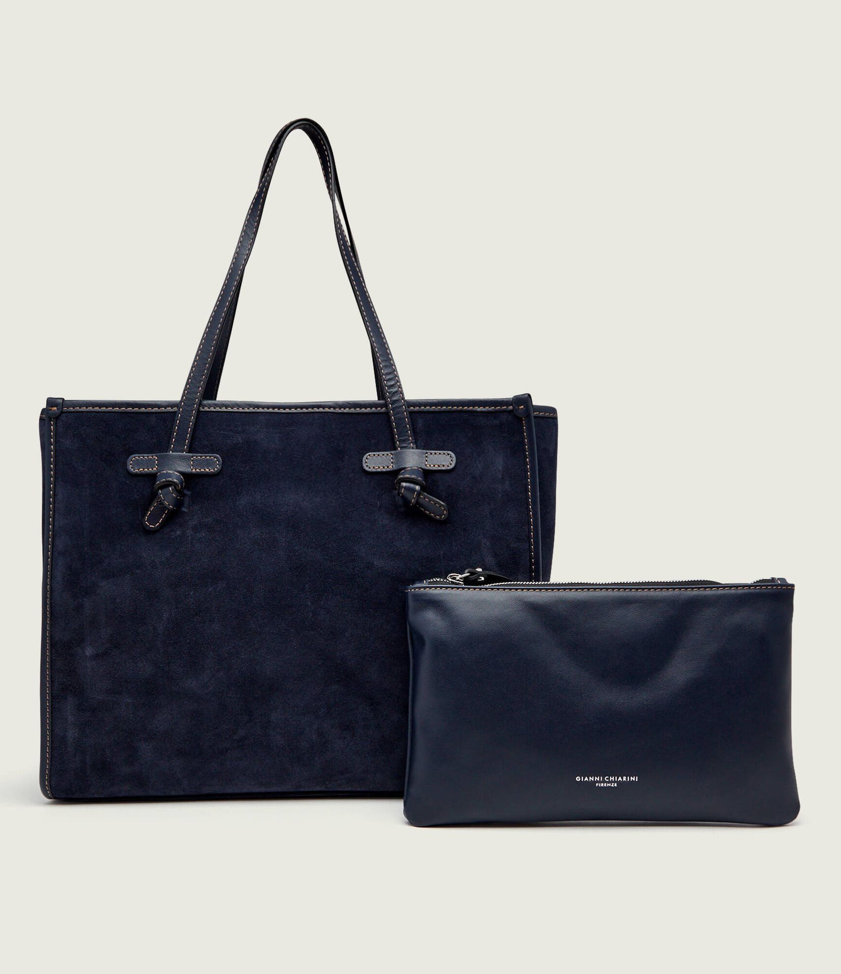 GIANNI CHIARINI Shopperka + saszetka Marcella zamsz