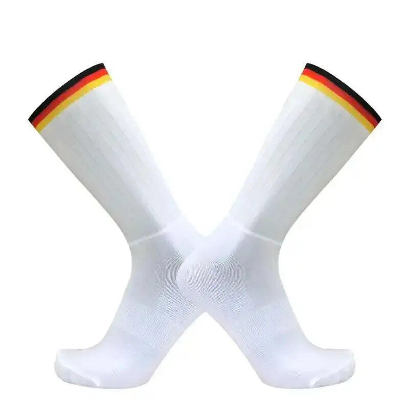 Skarpety rowerowe cycling aero żółto-czerwono-czarne