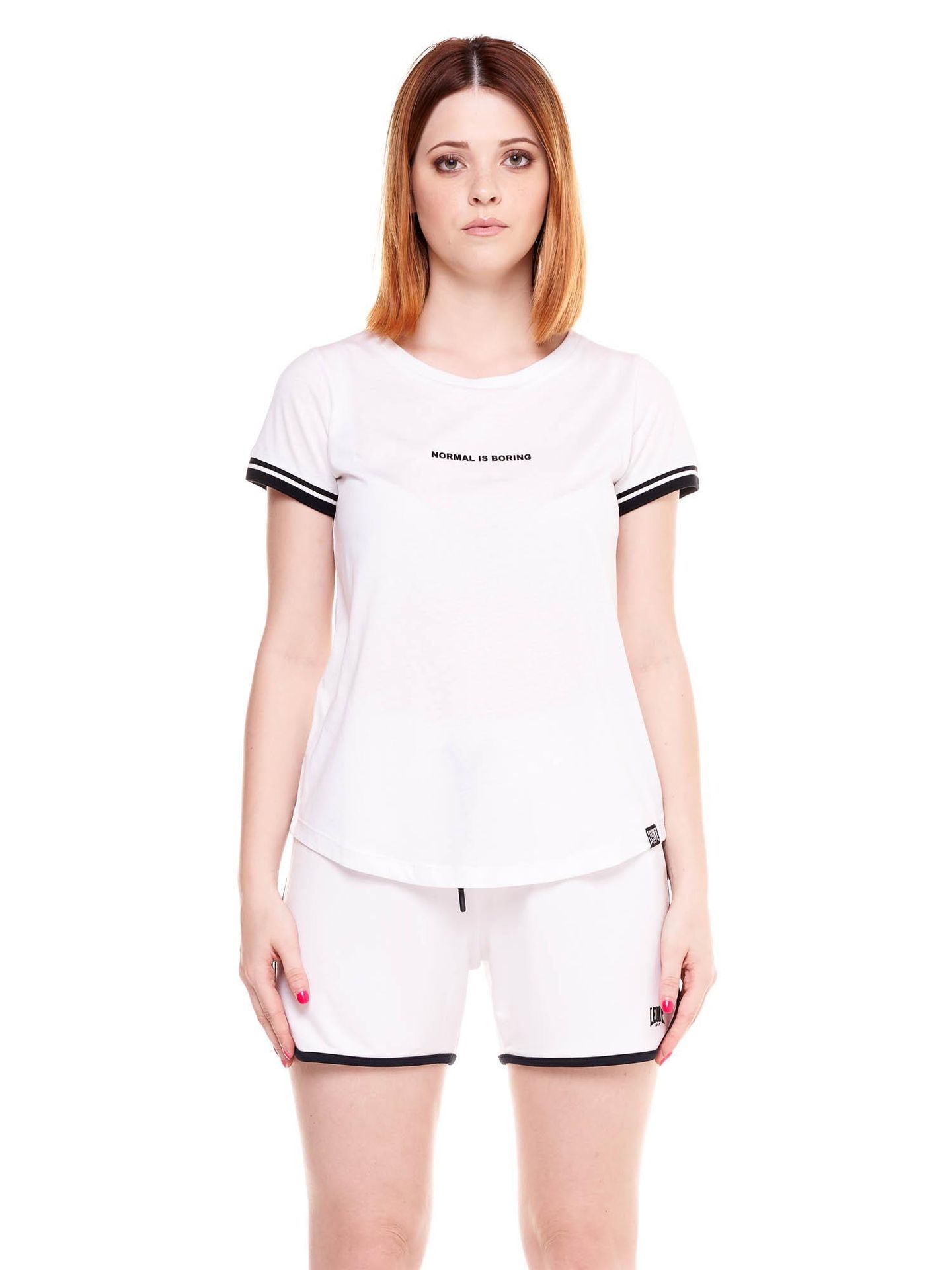Czarno-biały damski T-shirt z modalu