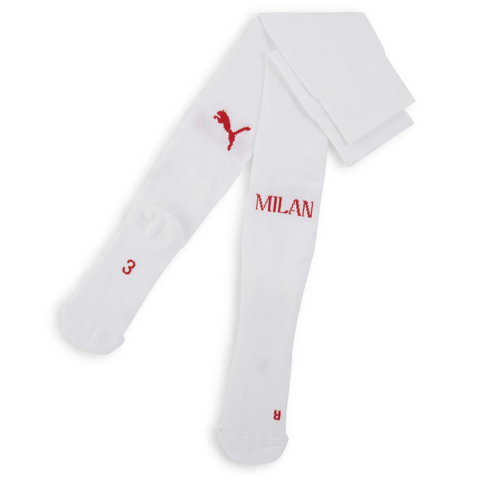 Męskie gładkie skarpety AC Milan PUMA White For All Time Red