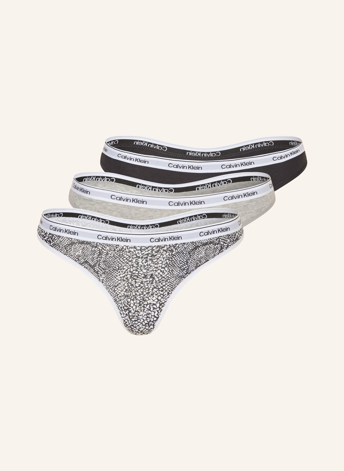 Calvin Klein 3-Pak Stringów Icon Logo grau