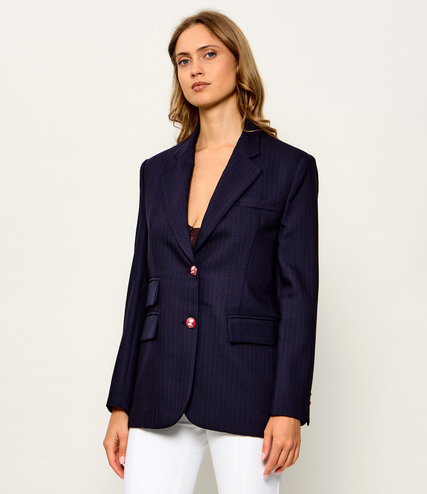 Elisabetta Franchi Wełniana marynarka Oversize fit