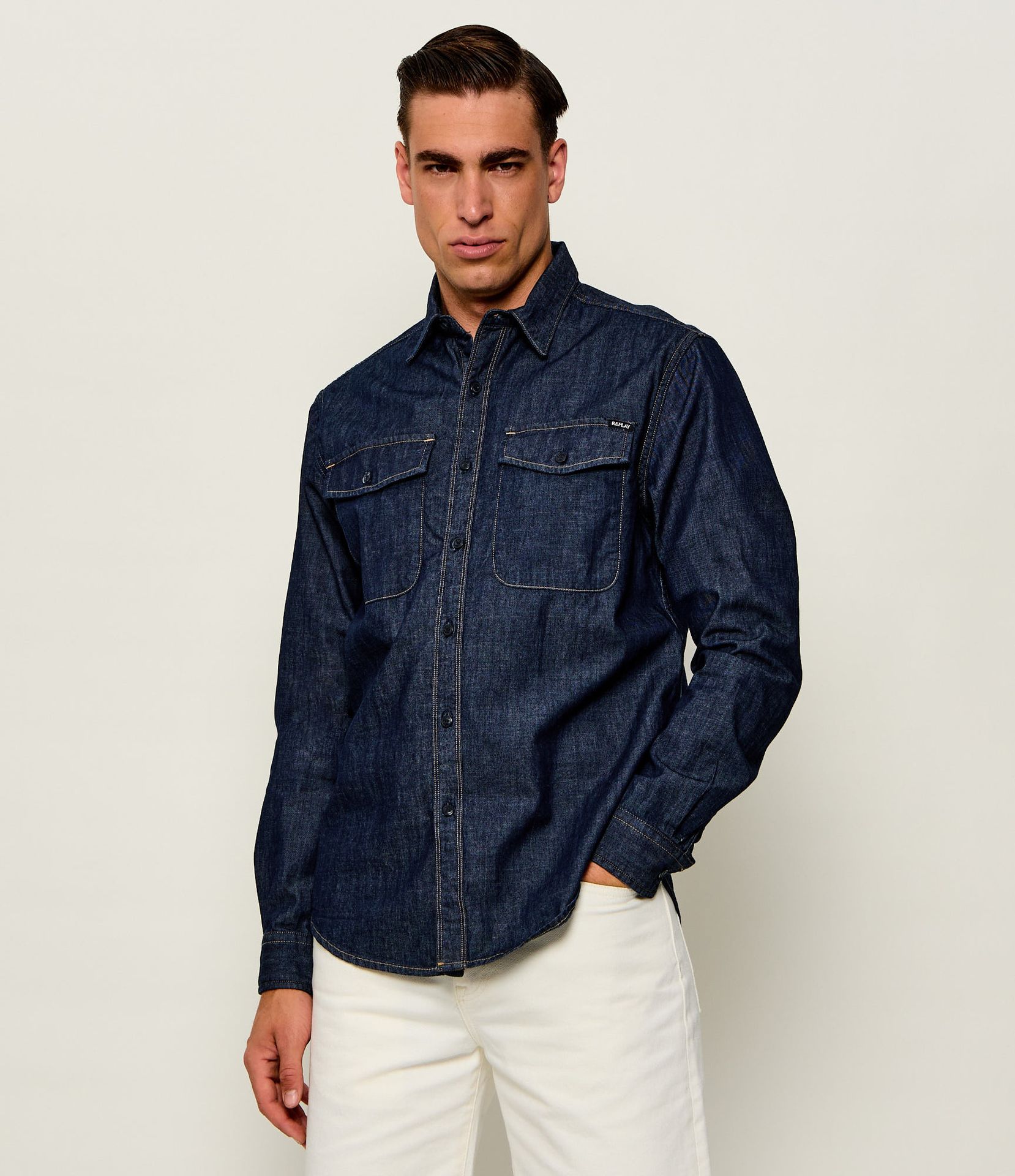 Replay Jeansowa koszula Regular Fit