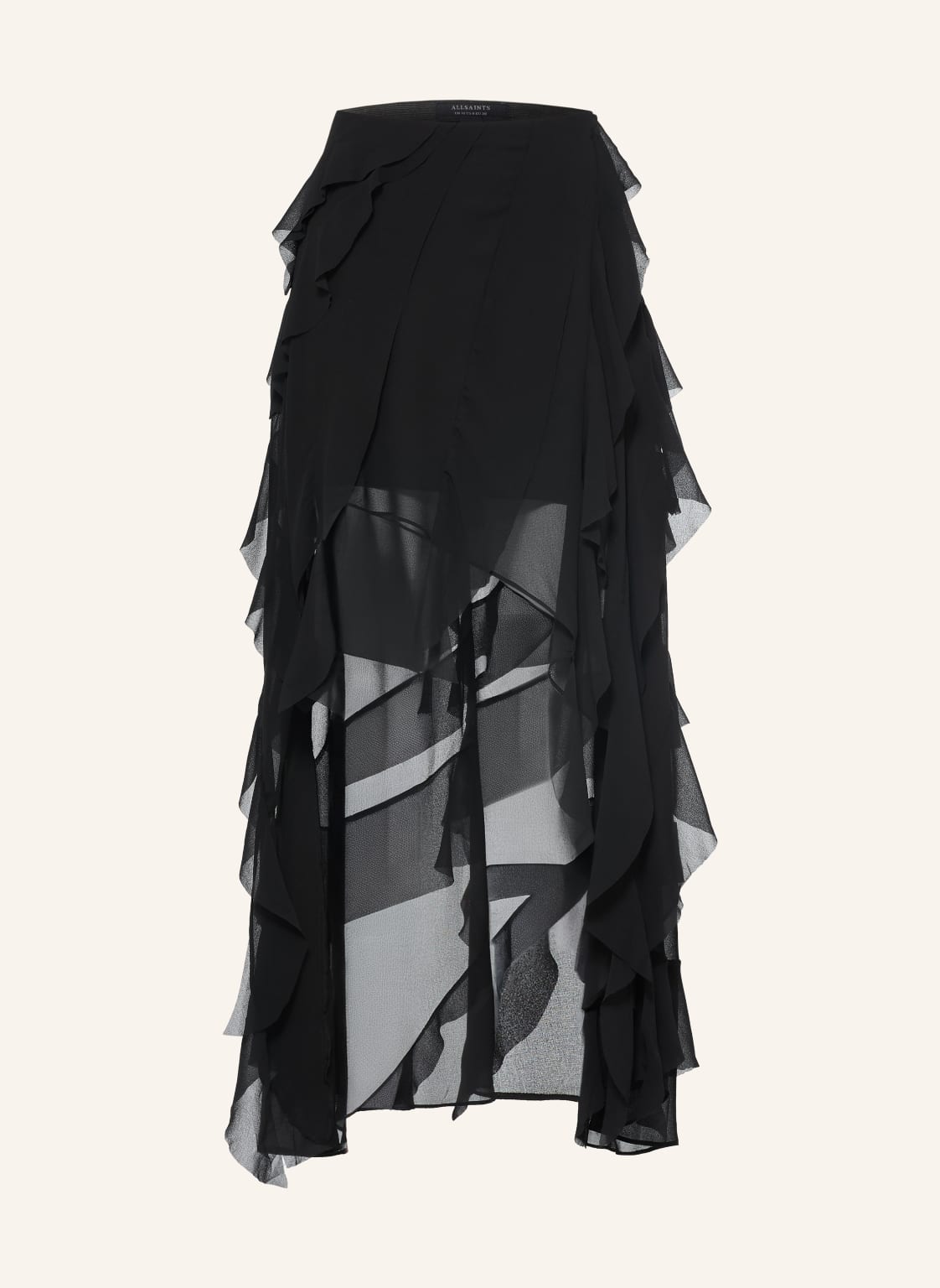 Allsaints Spódnica Melody Z Falbanami schwarz