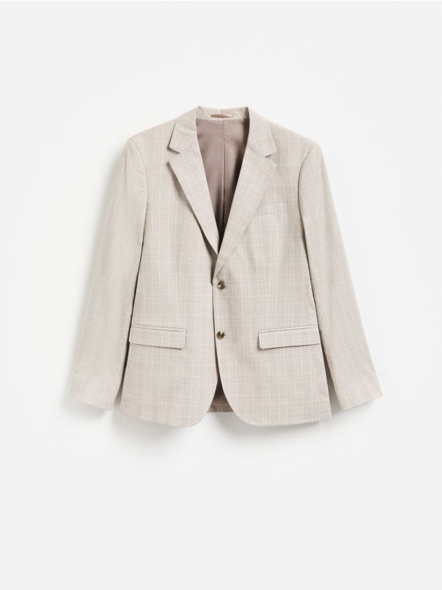 Reserved - Marynarka slim fit w kratę - brązowy
