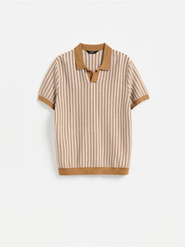 Reserved - Strukturalny sweter polo - inny