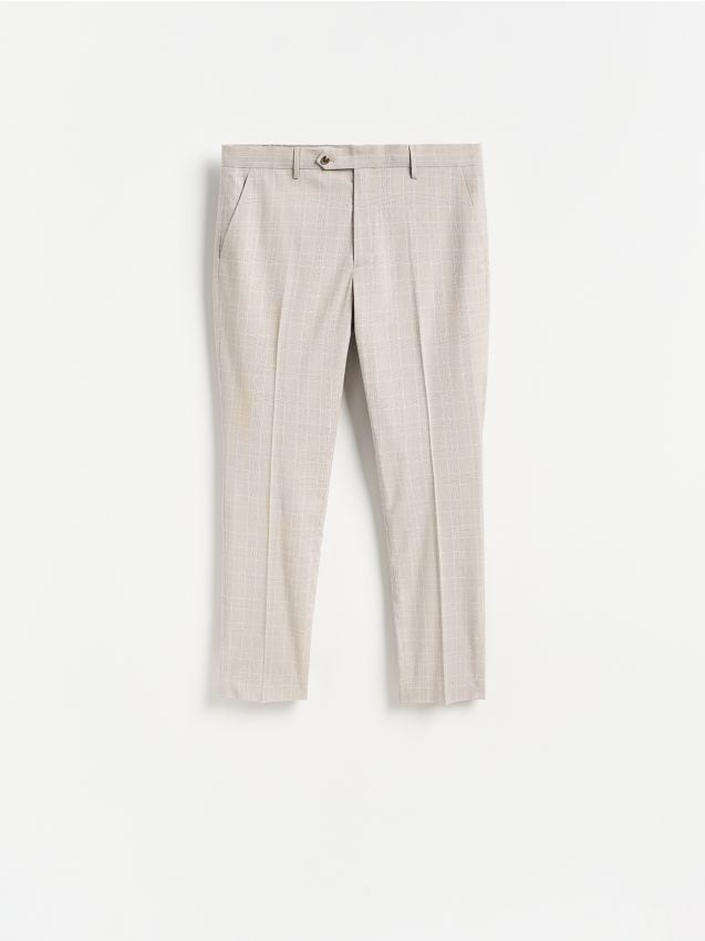 Reserved - Eleganckie spodnie slim fit w kratę - brązowy