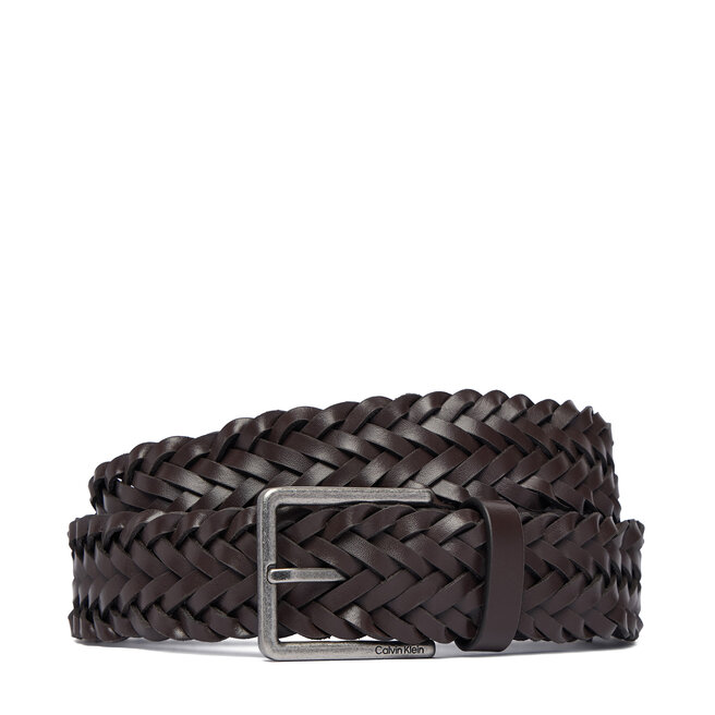 Pasek Calvin Klein Warmth Buckle Woven 35Mm Fixed - LV04D7061G Brązowy ciemny