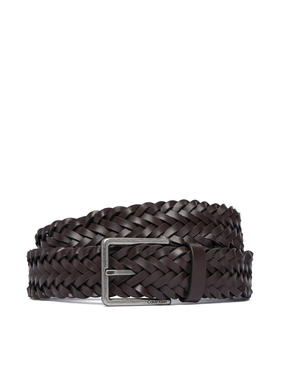 Calvin Klein Pasek Warmth Buckle Woven 35Mm Fixed - LV04D7061G Brązowy ciemny