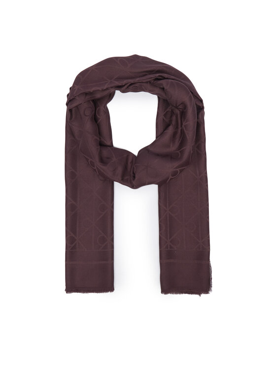 Calvin Klein Szal Emblem Aop Glossy Tonal Scarf LV04F8096G Bordowy