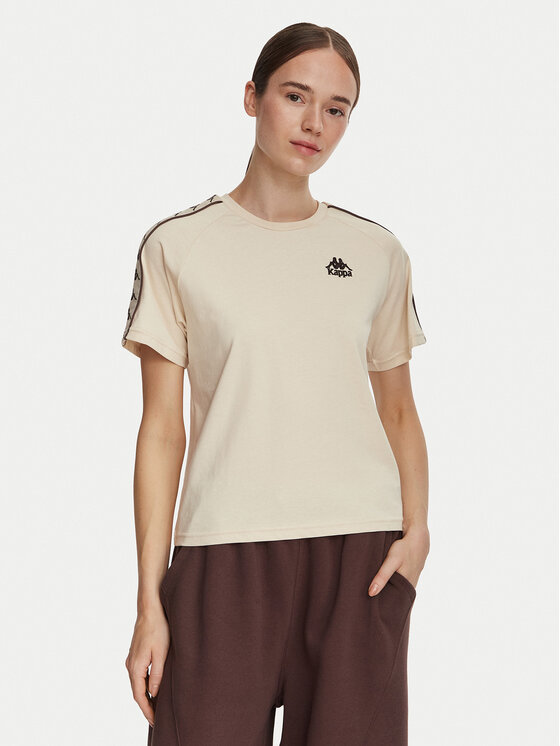 Kappa T-Shirt 371U6WW Beżowy Regular Fit