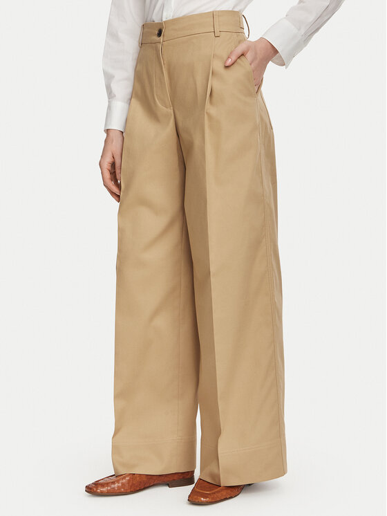 Tommy Hilfiger Spodnie materiałowe Dressing WW0WW50135 Beżowy Wide Leg