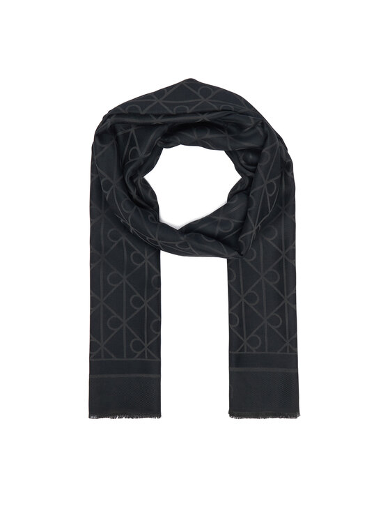 Calvin Klein Szal Emblem Aop Glossy Tonal Scarf LV04F8096G Czarny