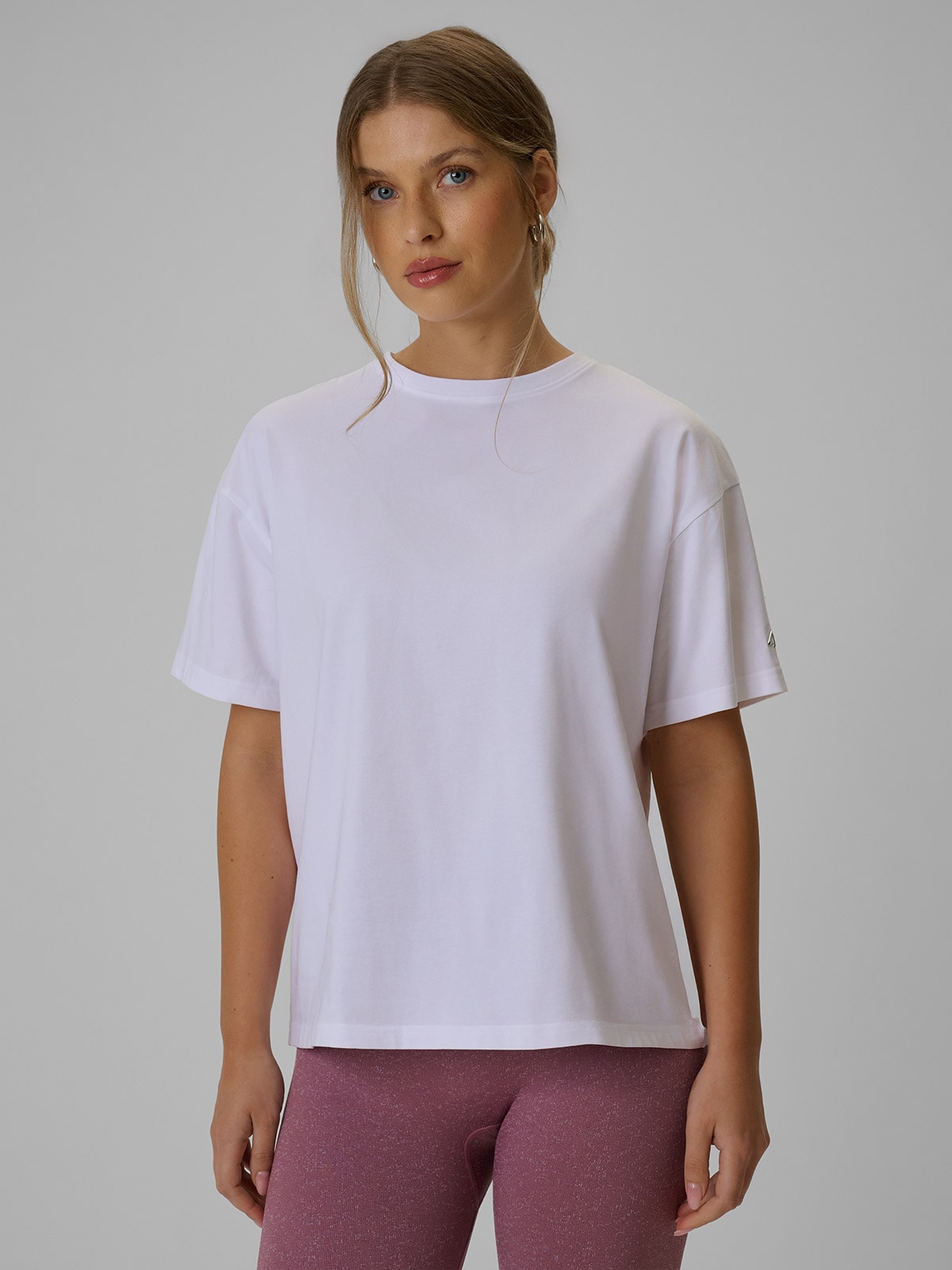 4F T-shirt loose gładki damski - biały XS