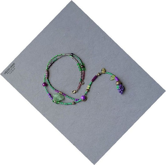 Boho cudny naszyjnik z drobnych koralików z winogronem PREZENT handmade