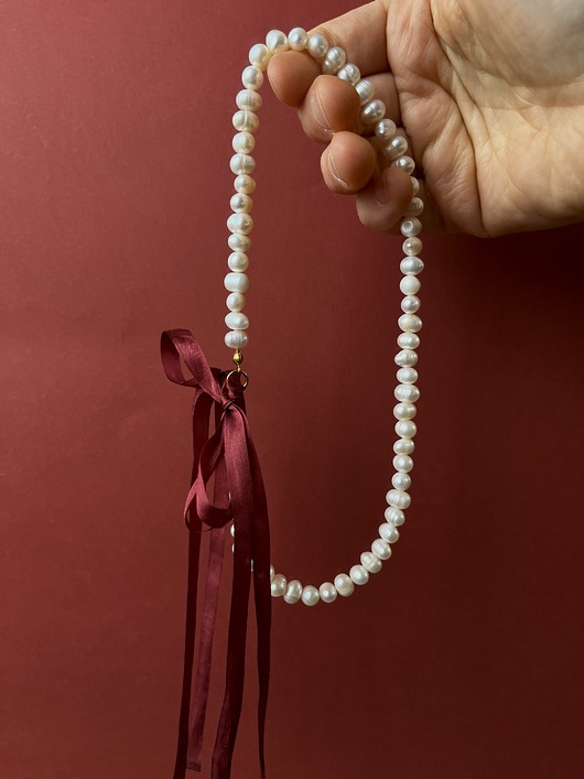 Naszyjnik Pearl & Silk Burgundy