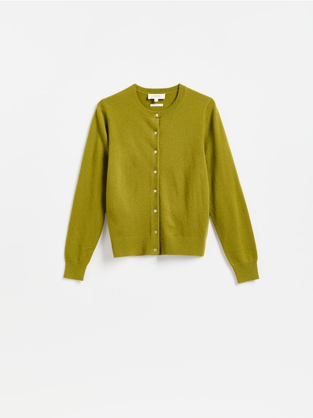 Reserved - Wełniany kardigan - warm olive