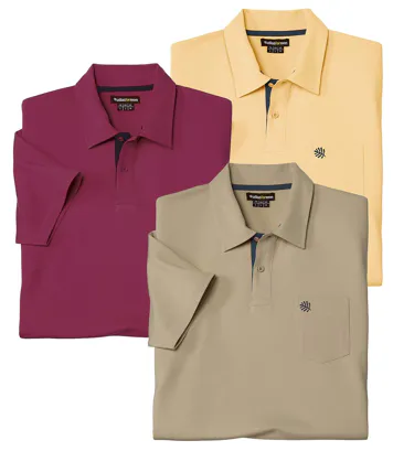 Zestaw 3 koszulek polo Summertime Mężczyzna Atlas For Men - Kolor : Brązowy - Rozmiar : 4XL