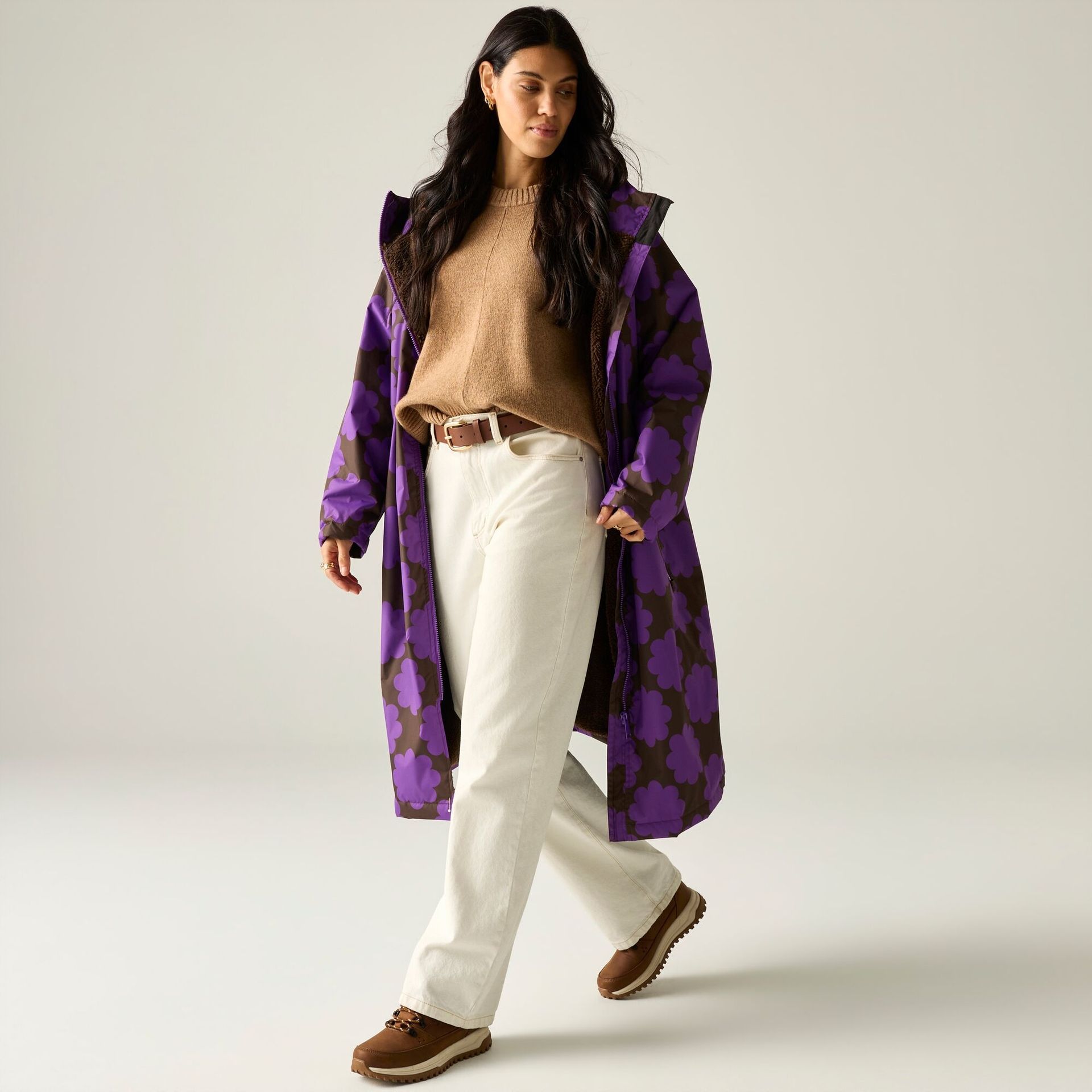 Regatta Orla Kiely Płaszcz do przebierania damski wodoodporny Changing Robe Fioletowy