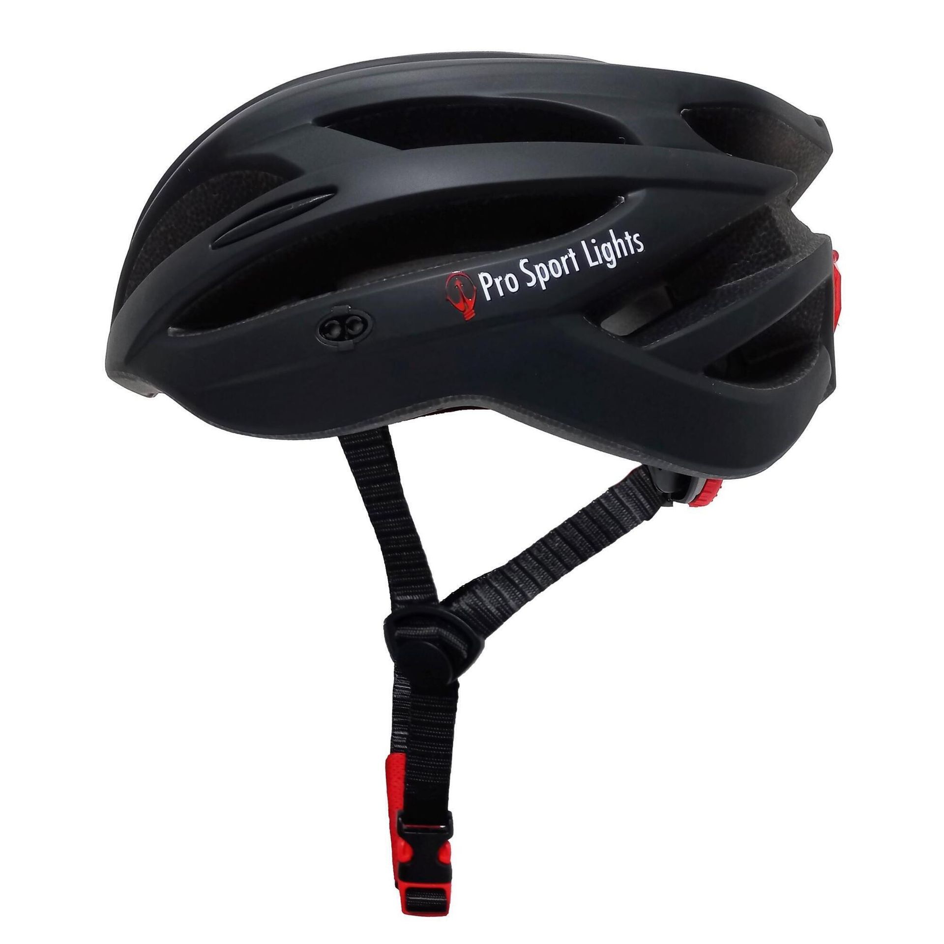 Kask rowerowy dla dorosłych z tylnym światłem - 54/61cm - matowy czarny