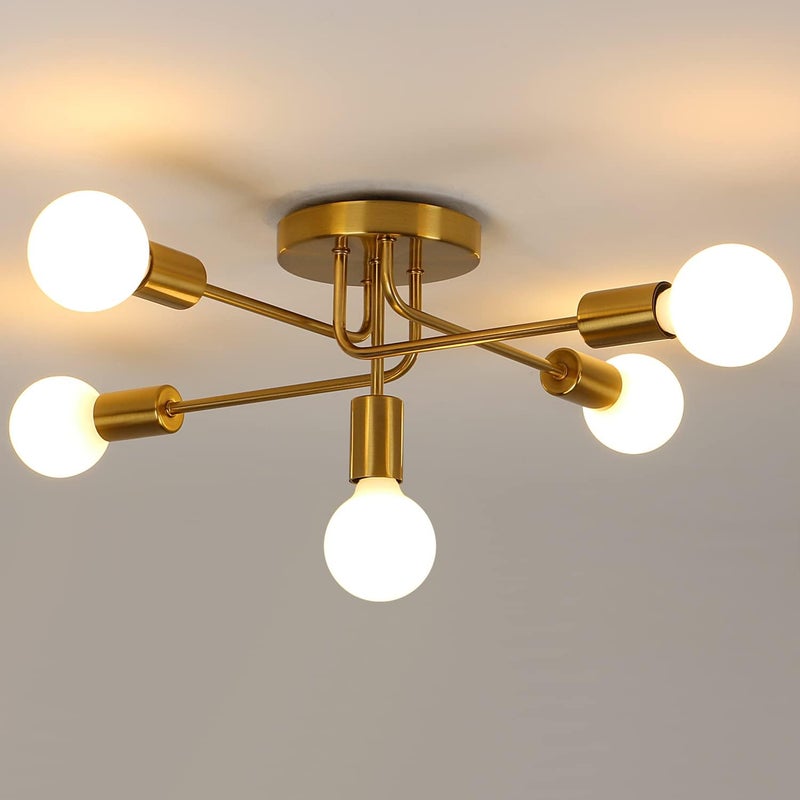 Przemysłowy złoty żyrandol sufitowy, lampa sufitowa w stylu retro do salonu, kuchni, jadalni, sypialni