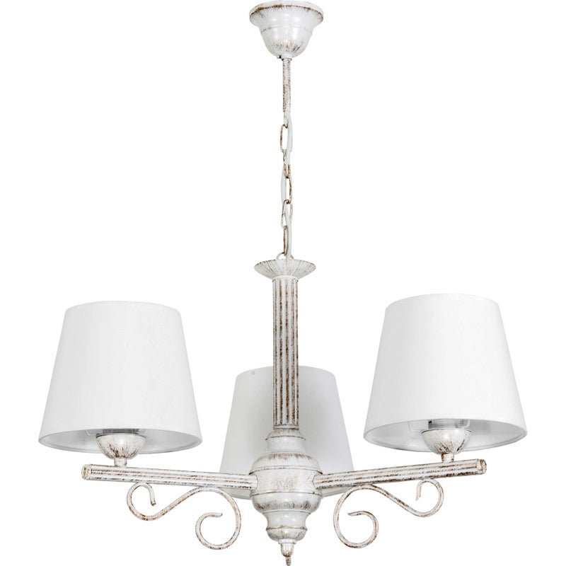 Żyrandol biały retro do salonu 3xE27 METTE 50x65cm Edylit