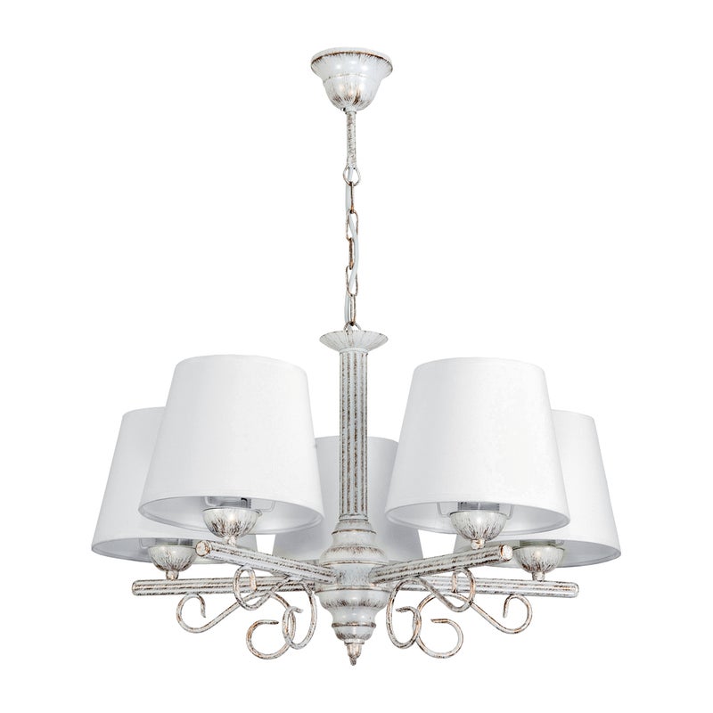 Żyrandol biały retro do salonu 5xE27 METTE 55x65cm Edylit