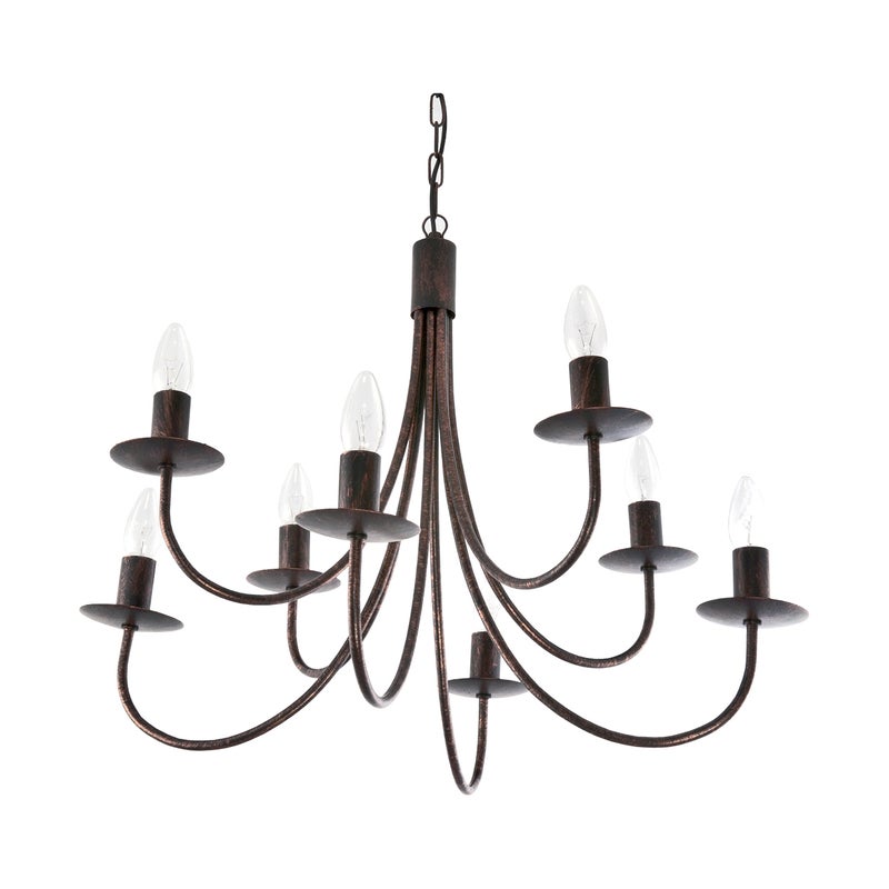 Żyrandol retro świecznikowy do salonu LUMEN OLD 40W 8xE14 industrialny loft 80x75cm Edylit