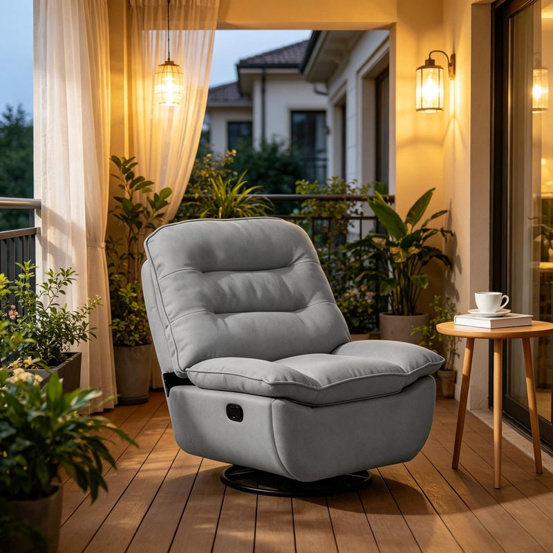 Leżak Sofa, Nowoczesna Sofa, Fotel Bujany, Fotel Relaksacyjny, Sofa Do Salonu Krzesło, Fotel, CIEMNOSZARY, Bawełna, Tkanina, Gąbka, Stal