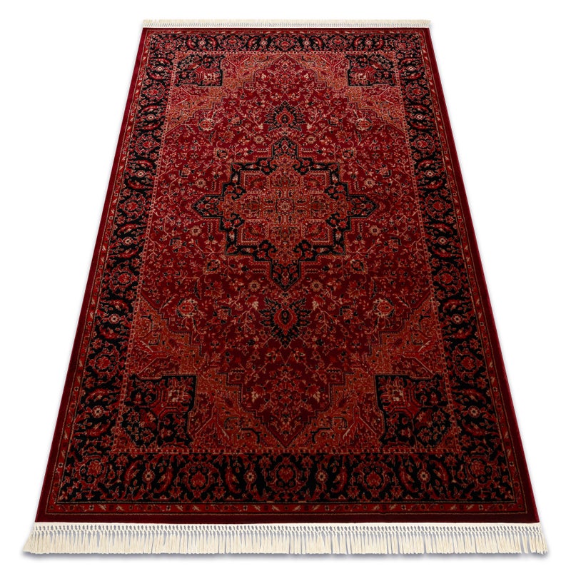 Dywan ORIENT Y307 bordo / czarny Ramka, klasyczny, ornament, z frędzlami 250x350 cm