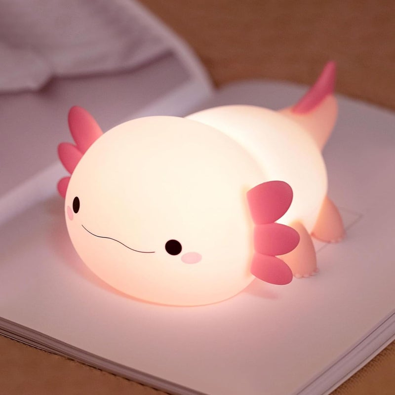 Axolotl Lampki nocne dla dzieci - Dotykowa, ładowalna lampka nocna ze zmiennym natężeniem światła z silikonu w kształcie zwierzątka - Urocza lampka no