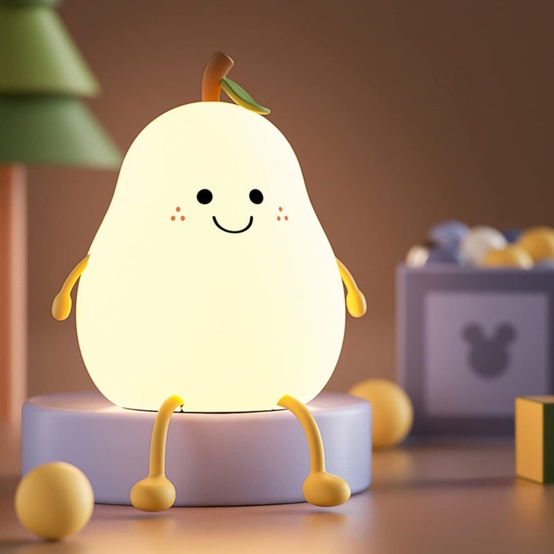 Kreatywna lampka nocna LED w kształcie gruszki z 7 kolorami i funkcją timera, ładowana przez USB, idealna na prezenty świąteczne i do sypialni
