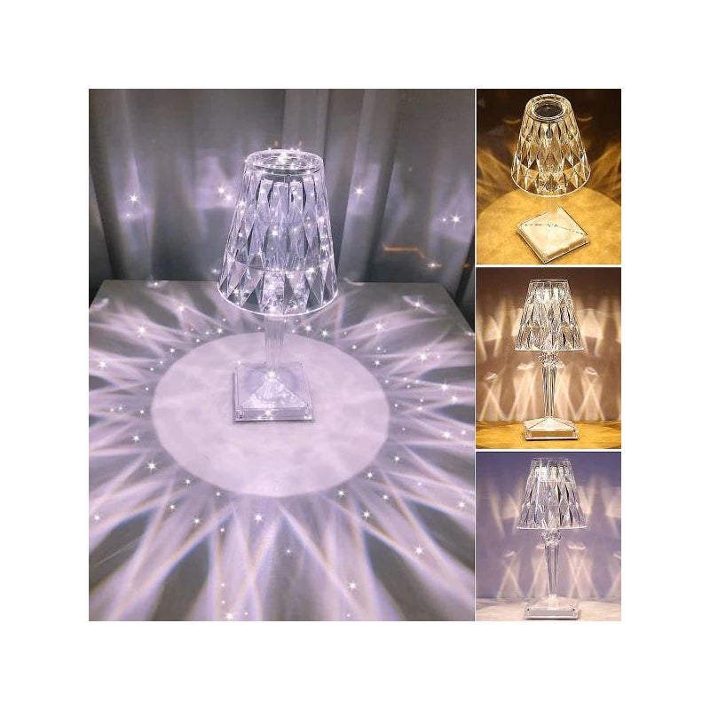 Lampka nocna, lampa Crystal Touch, lampka nocna LED z regulacją jasności i 3 regulowanymi kolorami