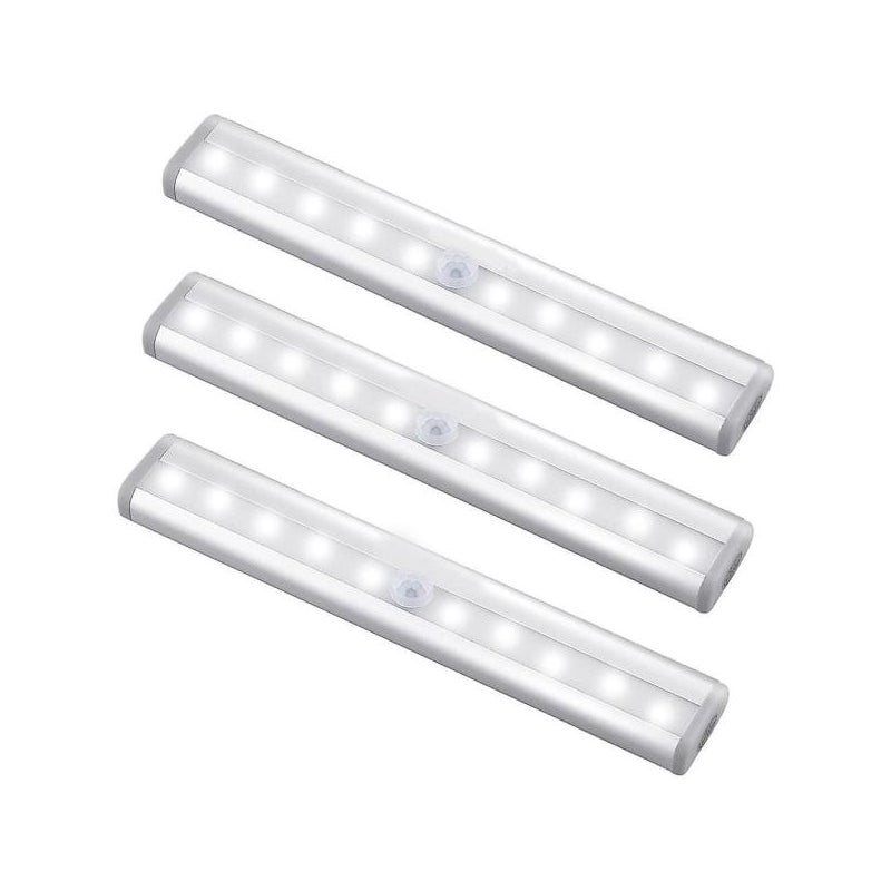 Lampka nocna, 10 lampek do szafy z czujnikiem ruchu LED, zasilana bateryjnie, magnetyczna