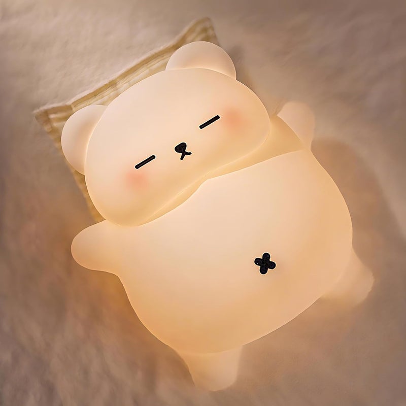 Lampka nocna dzieci Lampka nocna niemowląt chrapiący miś polarny z funkcją ściemniania timerem ładowalna wykonana silikonu spożywczego uroczy prezent