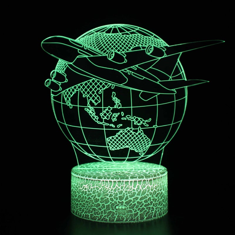 3D Illusion Samolot Nocna Lampka, 16 Kolorów Dziecięca Lampa Z Pilotem, Chłopięcy Pilot Prezent Funkcja