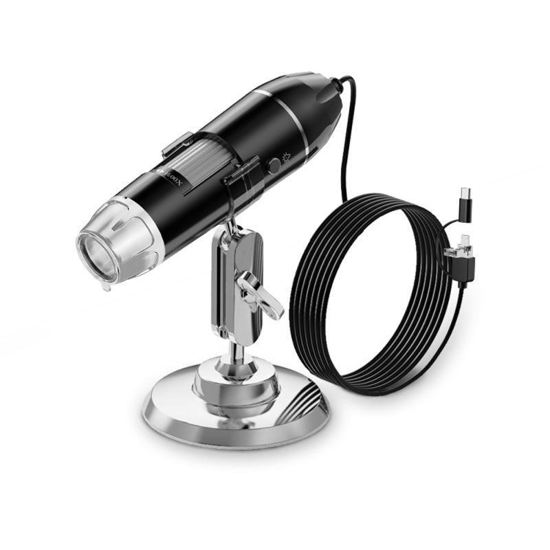 Przenośny mikroskop cyfrowy 3 w 1, 1080p 1600x, tryby zdjęć i wideo, połączenie z komputerem/telefonem, 8 regulowanych diod LED