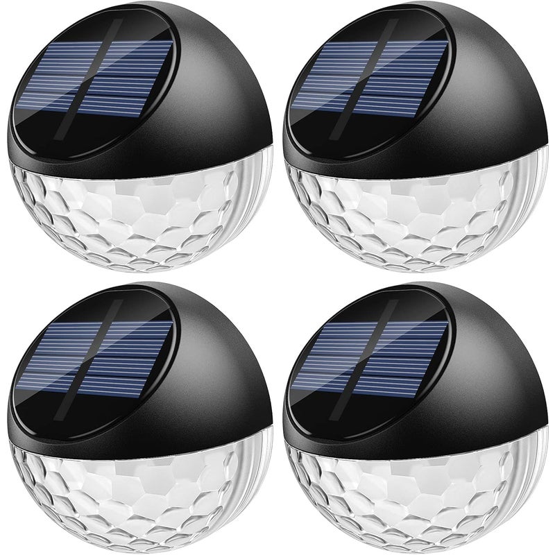 Zestaw 4 lamp solarnych LED, kinkiet zewnętrzny, wodoodporny IP65, oświetlenie dekoracyjne, ciepłe białe światło