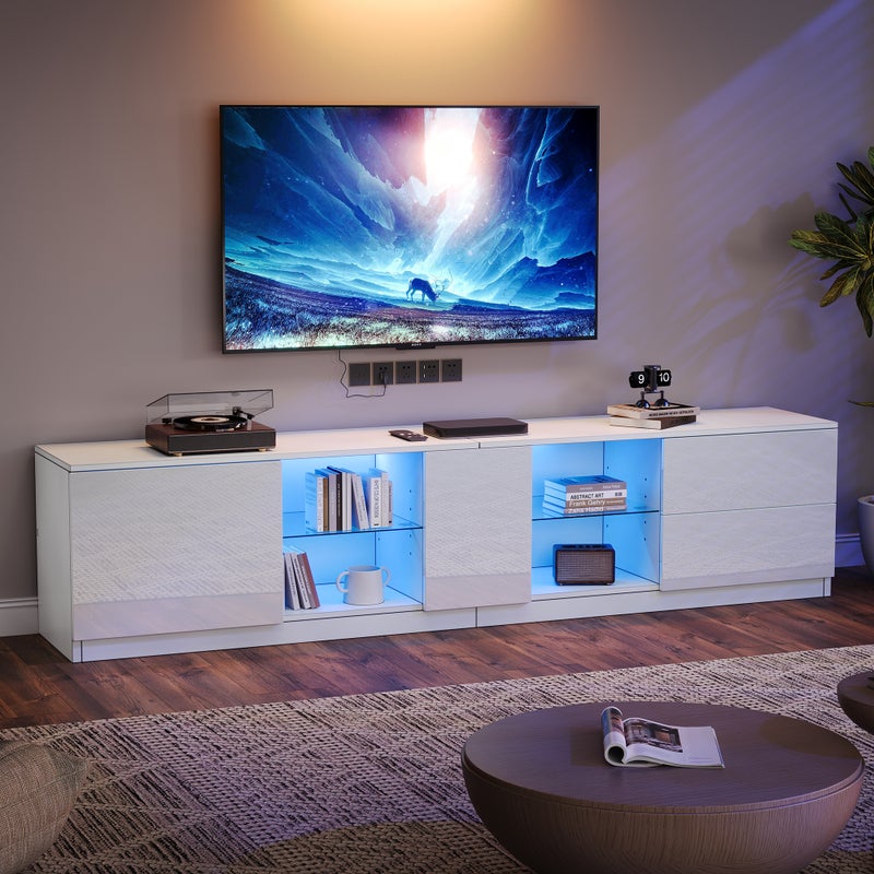 160 x 40 x 52 cm Szafka RTV, komoda wysoki połysk, komody z oświetleniem LED, szafki pod telewizor 65