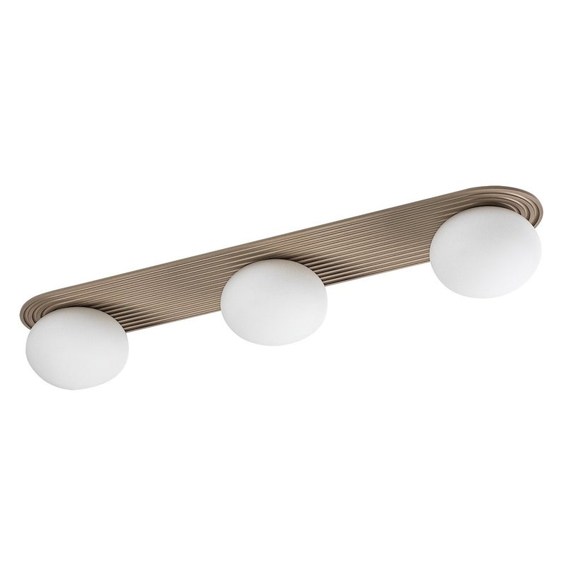 Plafon 3-punktowa G9 Listwa Ryflowana Kule Szkło Szary Beżowy Metal Współczesny IP20 L630mm