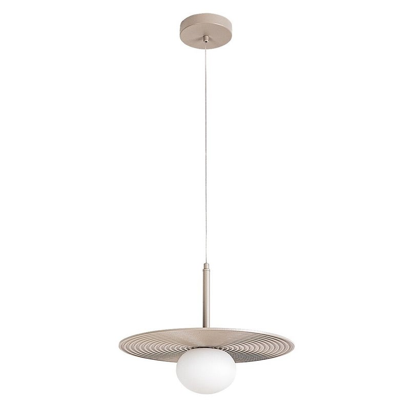 Lampa wisząca G9 Dysk Ryflowany Kula Szkło Szary Beżowy Metal Współczesny IP20
