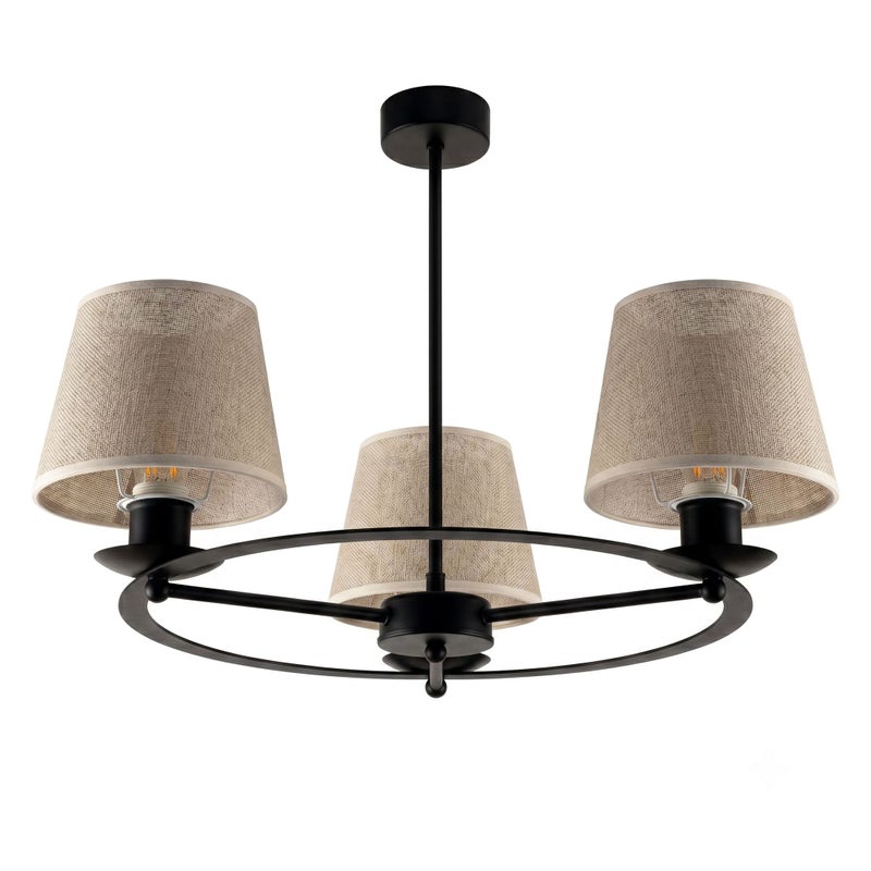 Żyrandol do sypialni boho czarny okrągły MAGNOLIA 3xE27 Edylit