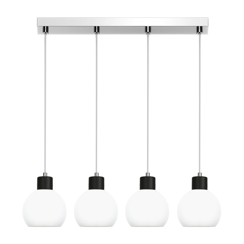 Lampa wisząca chrom czarna 4 punktowa MOKA do jadalni E27 białe kule 76x65cm Edylit