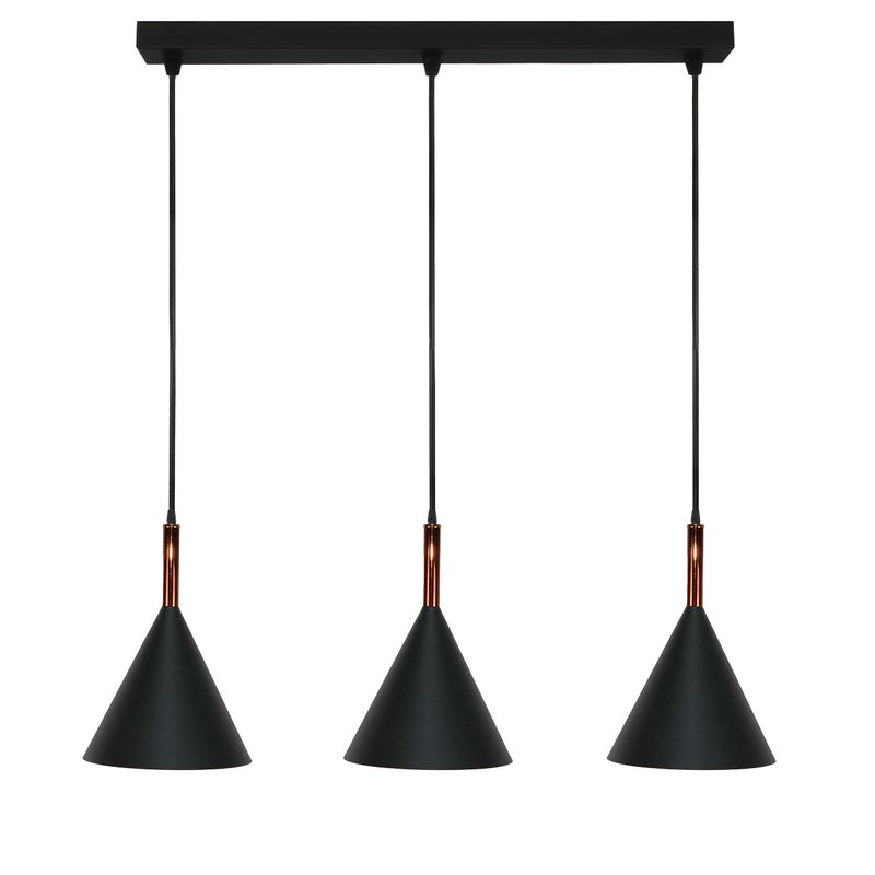 Lampa wisząca 3 punktowa czarna nowoczesna do jadalni SONIK BIG E27 Edylit