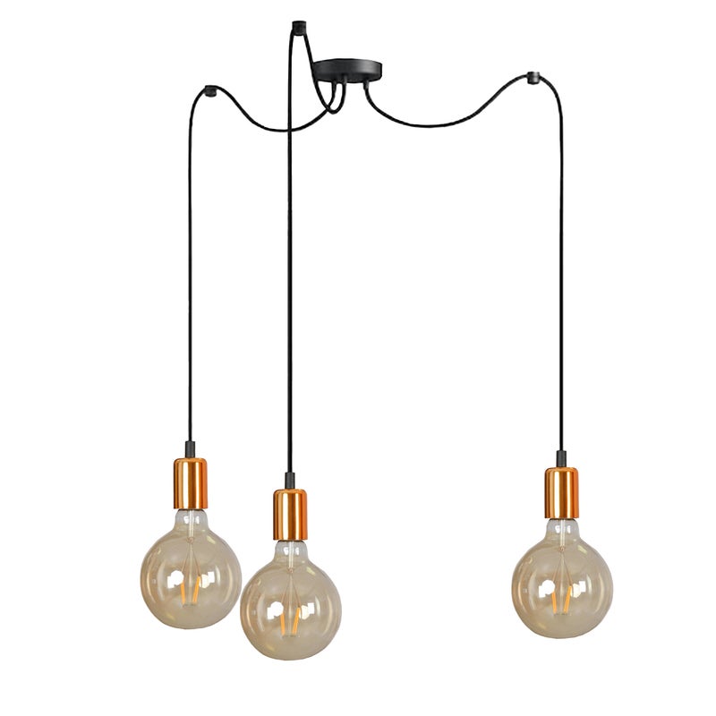 Lampa wisząca pająk czarna miedziana SPIDER do salonu 3xE27 Edylit