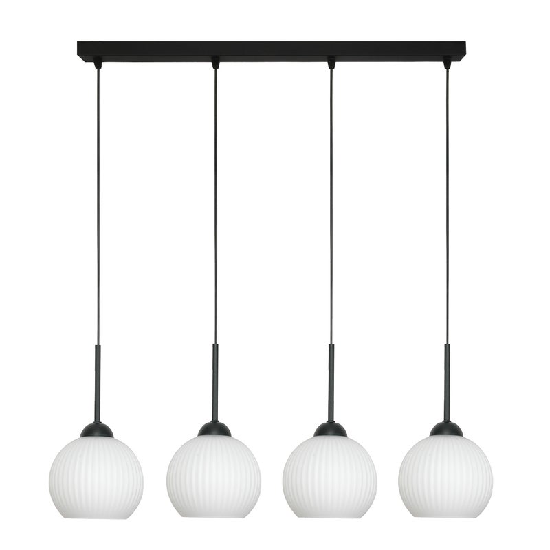 Lampa wisząca 4 punktowa czarna E27 FIONA do kuchni nad stół białe kule Edylit