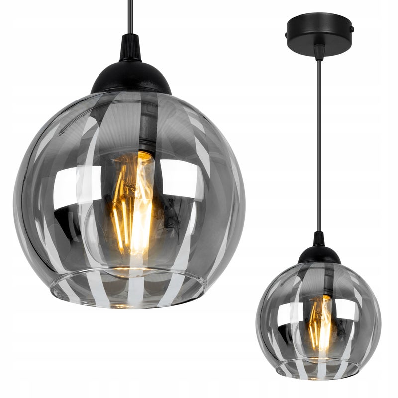 Lampa sufitowa wisząca Eliza modern 1xE27 abażur kula grafitowa Light Home LH