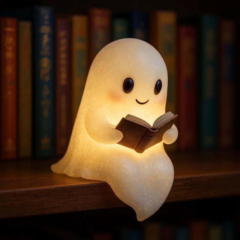Lampa do czytania Ghost - 14 cm - Lampka nocna LED - Figurka dekoracyjna na Halloween