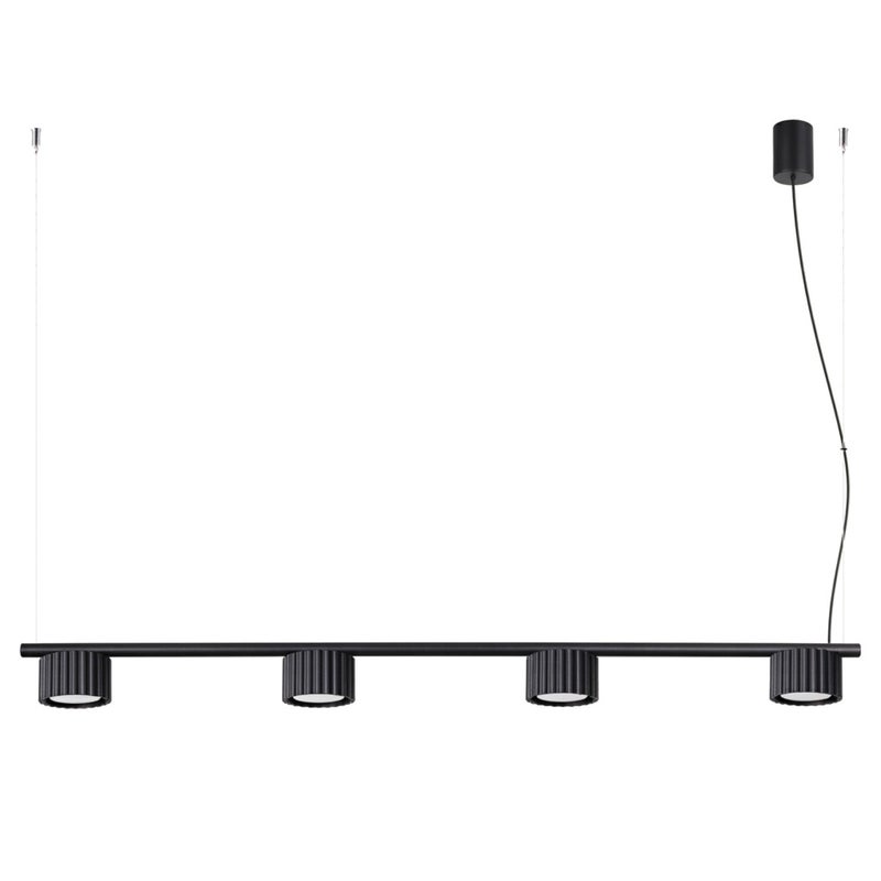 Lampa wisząca nowoczesna czarna ryflowane spoty na sticku 4xGX53 10W AURA Sollux Lighting