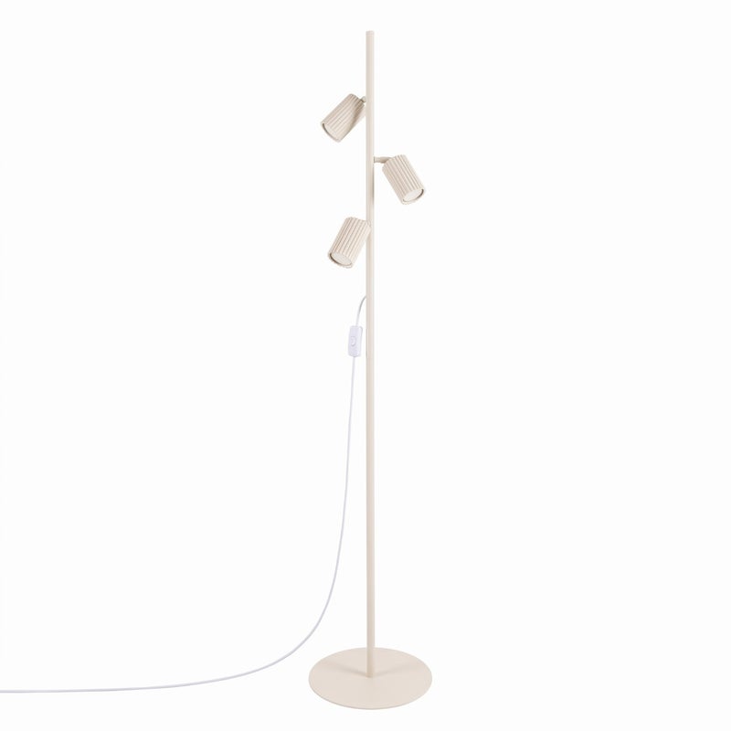 Lampa podłogowa nowoczesna beżowa ruchome ryflowane reflektorki 3xGU10 10W KARBON Sollux Lighting